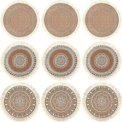 Produktbild von Famanu Runde Platzsets 9-teilig - Hitzebeständige Tischsets - Waschbare Untersetzer - 38 cm