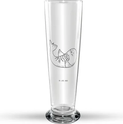 Produktbild von Mr. & Mrs. Panda Bierglas Robbe Liegen - Transparent - Geschenk, Bierbecher, Lustige Sprüche, Seehund, Strand, Lachen, Glasbecher, Freude, Nordsee, Bier Glas, Trinkglas