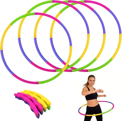 Image de Lot de 4 cerceaux Hula-Hoop, diamètre 58 cm, poids 100 g, pour le fitness