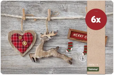 Produktbild von Abwaschbare Tischsets 6er Set Weihnachten Merry Christmas