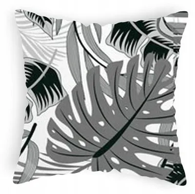 Produktbild von Designpremium Baumwoll-Kissenhülle 40x40 cm Grau Monstera
