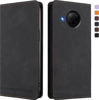 Obrázek produktu pro Pouzdro pro Xiaomi Mi 10T Lite, retroPolyuretankožené flip pouzdro s stojánkem a přihrádkami na karty Černý