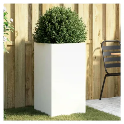 Produktbild von Pflanzkübel Weiß 42x38x75 cm Stahl, Hochbeet Pflanzbeet Blumenkasten