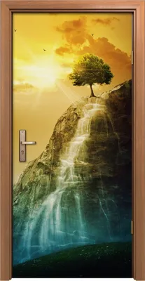 Produktbild von Türposter 90x200 cm Türaufkleber Türtapete Türfolie Klebefolie Landschaft Wasserfall Baum