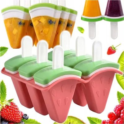 Produktbild von Eisformen Für Eisamstäbchle Form Für Selbstgemachtes Sorbet – Wassermelonen-Eis, 6 Formen