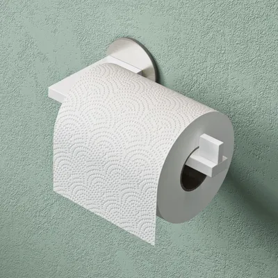 Produktbild von Mai & Mai Toilettenpapierhalter Klopapierhalter WC aus Edelstahl, Toilettenpapier Halterung Rollenhalter Matt weiß + Nickel 185mm Lino-04
