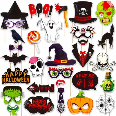 Productafbeelding van Halloween fotobooth rekwisieten, 30 stuks
