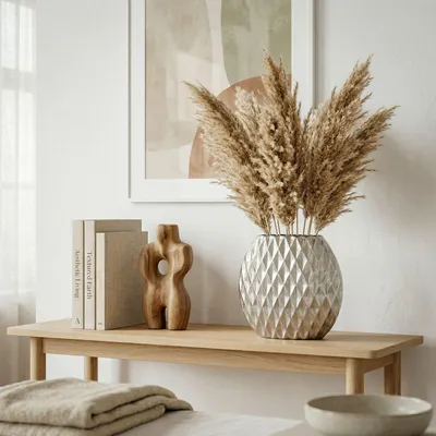 Immagine prodotto di Vaso da tavolo in alluminio FineBuy, 33,5 cm, argento. Vaso decorativo rotondo con motivo a rombi, in metallo. Vaso moderno in alluminio, ideale per l'arredamento del soggiorno. Vaso di design per la decorazione della tavola, realizzato a mano