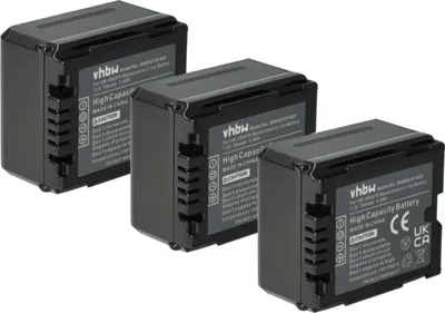 Produktbild von vhbw 3x Akku kompatibel mit Panasonic HDC-SD300, HDC-SD200, HDC-SD100, HDC-SD20, HDC-SD10 Videokamera Camcorder (700 mAh, 7,2 V, Li-Ion) + Infochip