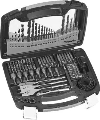 Produktbild von KWB Bit Box 100-tlg Flachfräsbohrer Bohrer Lochsägen Sechskant Stecknüsse Koffer