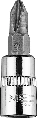 Zdjęcie produktu dla NEO TOOLS Końcówka wkrętakowa PH2 na nasadce 1/4", krótka, 37 mm