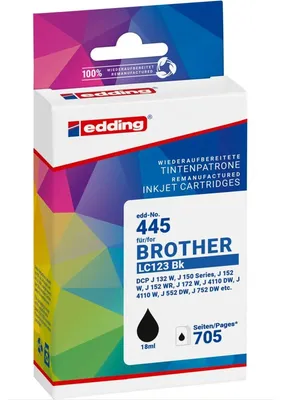 Produktbild von edding Tintenpatrone 18-445-01 wie Brother LC123 sw