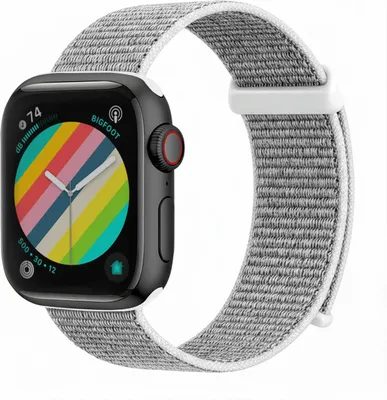 Produktbild von Smartwatch Armband für Apple Watch SE 1 44mm Nylon Textil Band Ersatzband Wechselband Klettverschluss flexibel atmungsaktiv Grau