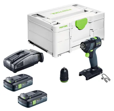 Zdjęcie produktu dla Wiertarko-wkrętarka akumulatorowa Festool TXS 18-Basic 18 V 40 Nm bezszczotkowa + 2x akumulator 4,0 Ah + szybka ładowarka + Systainer
