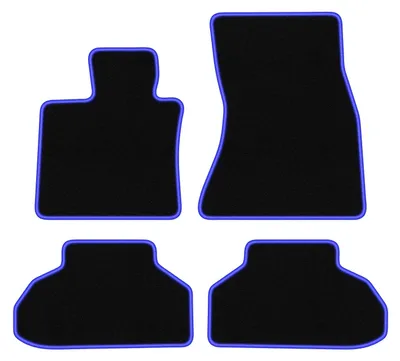 Produktbild von Fußmatten Automatten Velours Schwarz/Blau für BMW X6 F16 2014-2020 Set 4-tlg