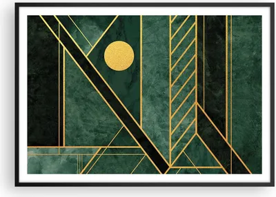 Produktbild von Gerahmtes Poster - Schwarzer Rahmen - Grün Stück geometrisch - 100x70 cm - Wand Bild - Wanddeko - Wandbilder - Kunstposter - Wandposter - Bilderrahmen - Bilder - Kunstdruck - P2BAA100x70-4797