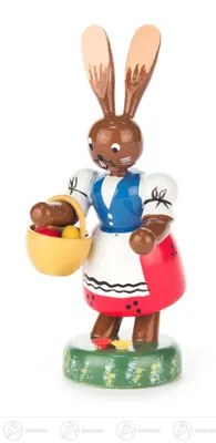 Produktbild von Ostern & Frühjahr Häsin mit Handkorb  Höhe ca 10,5 cm NEU