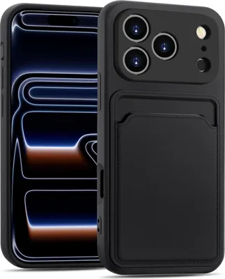 Image de Étui pour iPhone 17 Pro Max Étui en silicone Étui de protection avec compartiment pour cartes Slim Cover, noir