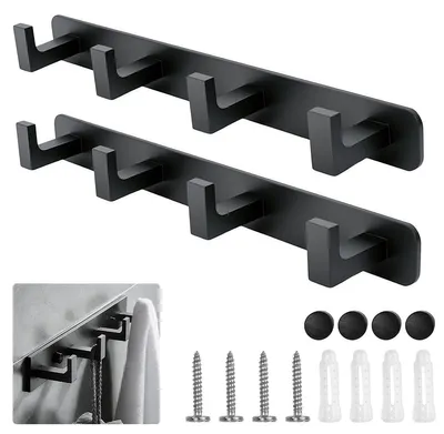 Immagine prodotto di Omgoods - Set di 2 ganci per appendiabiti, metallo, colore nero
