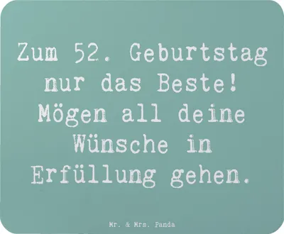 Produktbild von Mr. & Mrs. Panda Mauspad Spruch 52. Geburtstag - Meeresbrise - Geschenk, Happy Birthday, besondere Momente, computer, mousematte, Erinnerungen, feiern, Mouse Pad, Alter