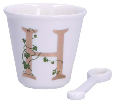 Zdjęcie produktu dla La Porcellana Bianca - Filiżanka z łyżeczką z literą "H" 75 ml Unico