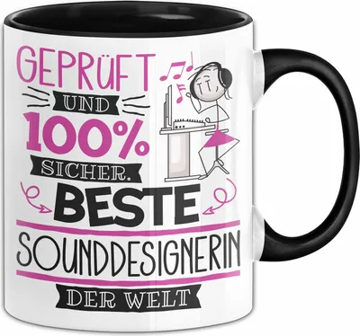 Produktbild von Sounddesignerin Geschenk Becher Tasse Gott Schuf Alle Menschen Gleich Nur Die Besten Durfeten Sounddesignerin Werden Geschenkidee Lustig (Schwarz)