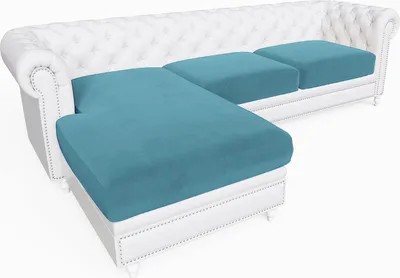 Produktbild von Sofa Sitzkissenbezug 2 Sitzer + Chaise, Stretch Samt Sofabezug L-Form Sofa Sitzkissen Schonbezug Sofahusse Sofaschoner, Blau
