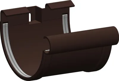 Produktbild von Dachrinne Halbrund 100mm Einzelteile | Rinnenverbinder Verbinder Braun | Kunststoff PVC Fallrohr DN60 | Gartenhaus Carport Terasse