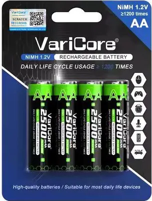 Image de Batterie VariCore VC-AA 2500, AA-Ni-MH, 1,2 V, 2500 mAh, lot de 4