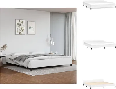 Produktbild von vidaXL Bettgestell mit Kopfteil Weiß 200x200 cm Kunstleder -  Betten & Bettgestelle