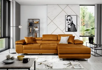 Obrázok produktu pre Rohová pohovka Armando 280 x 205 cm jantárová (zamat)
