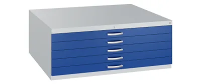 Produktbild von CP 7100 Planschrank lichtgrau, enzianblau 5 Schubladen 110,0 x 76,5 x 42,0 cm