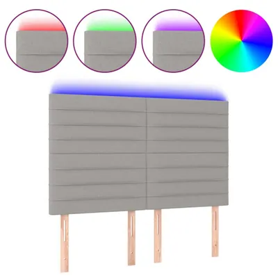 Produktbild von vidaXL LED Kopfteil Hellgrau 144x5x118/128 cm Stoff