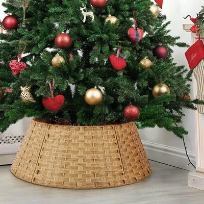Produktbild von Unyqoos® Stilvoller künstlicher Rattanrock für den Weihnachtsbaum mit leicht zusammenzubauendem Design