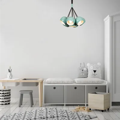Produktbild von Opviq, Sivani - MR-629, Kronleuchter, Türkis, Metall, 45 x 45 x 108 cm
