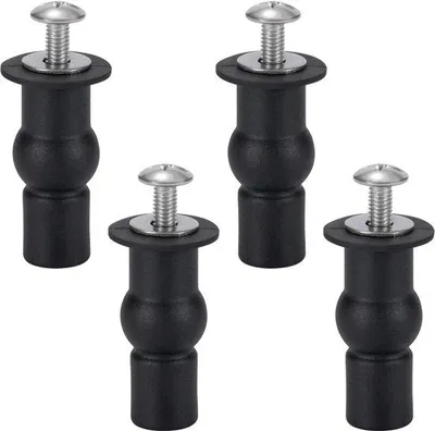 Image de Lot de 4 vis universelles pour table, noir, en plastique