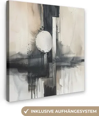 Produktbild von MuchoWow® - Leinwandbilder - Abstrakt - Schwarz und Weiß - Farbe - Modern, Wandbild, Wanddeko Bilder Wohnzimmer, 90x90cm