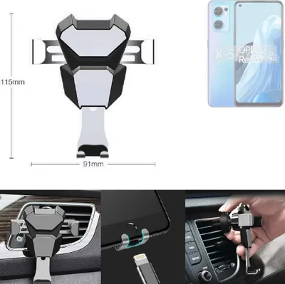 Produktbild von K-S-Trade Lüftungshalterung kompatibel mit Oppo Reno7 5G kompakte Handy-Halterung Lüftungsschlitz Lüftungsgitter Autohalterung KFZ Auto-Halterung