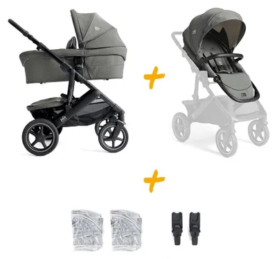 Produktbild von Joie Vinca Kinderwagen mit Ramble XL Babywanne – 3 Höhenstufen, verstellbar, UPF 50+, inkl. Regenverdeck & Federung, Evergreen