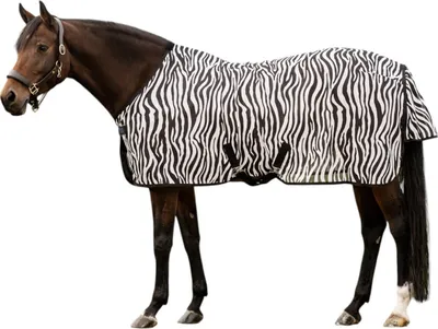 Produktbild von Waldhausen Fliegendecke Zebra mit Kreuzgurten Fliegenschutz Schwarz/Weiß 115 cm
