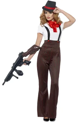 Produktbild von Glam Gangster Kostüm Smiffys, Schwarz Rot, Halloween Karneval, Outfit