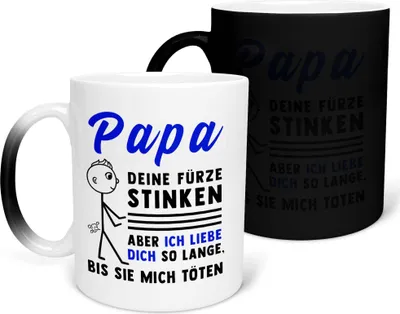 Produktbild von 22Feels Zaubertasse Papa Geschenk Vatertag Vater Deine Fürze Stinken Geburtstag Kaffeetasse Farbwechsel Männer Weihnachten Haferl Geschenkidee Bürotasse