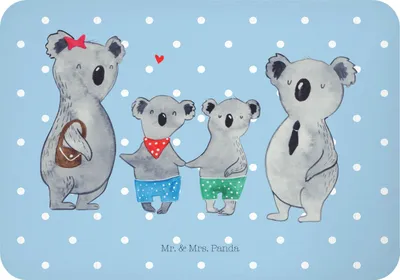 Produktbild von Mr. & Mrs. Panda magnet Koala Familie zwei - Blau Pastell - Geschenk, Muttertag, Familienzeit, zettelhalter, whiteboardmagnet, haftmagnet, Zusammen, Kühlschrankmagnet