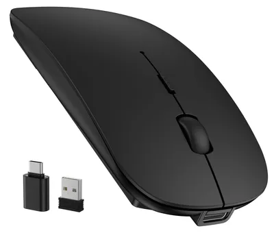 Produktbild von TECKNET Bluetooth Maus USB-C & USB-A, Slim Kabellose Maus mit 4 Tasten – Schwarz