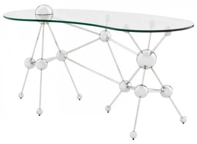 Produktbild von Casa Padrino Luxus Schreibtisch Astronomy im Art Deco Stil - Glas / Edelstahl vernickelt - 160 x 75 x 76 cm