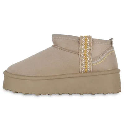 Produktbild von VAN HILL Damen Warm Gefütterte Winter Boots Stiefeletten Bequeme Schuhe 840911, Farbe: Beige, Größe: 40
