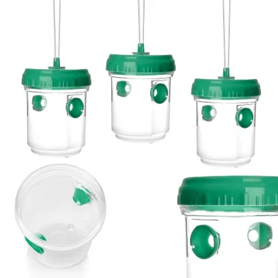 Produktbild von BigDean 3er Set Wespenfallen für draußen in Grün 9x13cm - Lebend Fallen zum Aufhängen gegen Wespen, Bienen, Hornissen - Hornissenfalle Bienenfalle