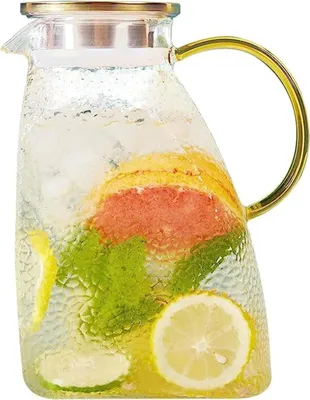 Produktbild von Krug Wasserkrug mit Kühlschranktür, 1,8 Liter Glaskrug, Eisteekrug für den Kühlschrank, Saft, Milch, kalte oder heiße Getränke