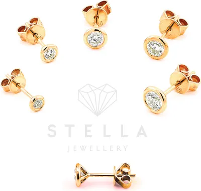 Produktbild von Brillanten Solitaire Ohrstecker 585 Rotgold Zargenfassung Ohrringe Diamant 0,50 ct.