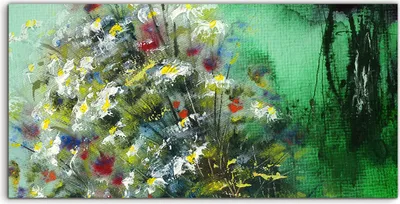 Produktbild von Coloray Spritzschutz aus Glas 120x60  Wandkunst Küchenrückwand Foto Abstrakte Malerei mit Blumen